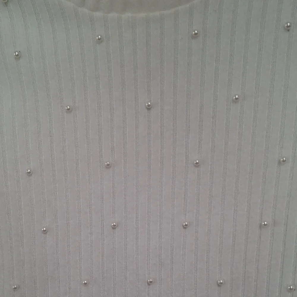Zara White Ribbed Kids Sweater with Embellishments